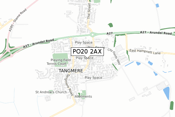 PO20 2AX map - small scale - OS Open Zoomstack (Ordnance Survey)