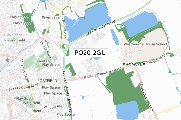 PO20 2GU map - small scale - OS Open Zoomstack (Ordnance Survey)