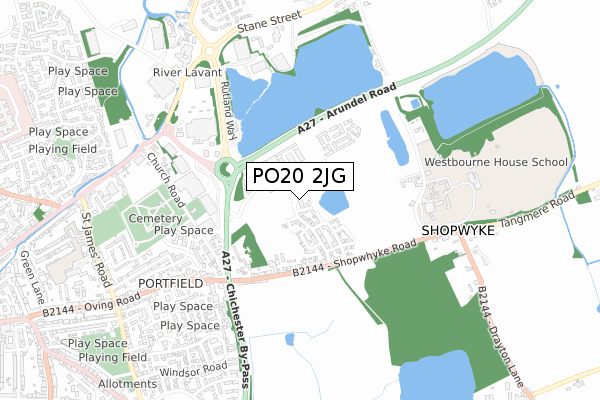 PO20 2JG map - small scale - OS Open Zoomstack (Ordnance Survey)