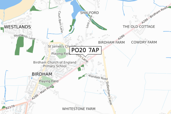 PO20 7AP map - small scale - OS Open Zoomstack (Ordnance Survey)