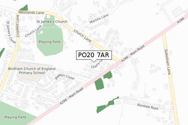 PO20 7AR map - large scale - OS Open Zoomstack (Ordnance Survey)