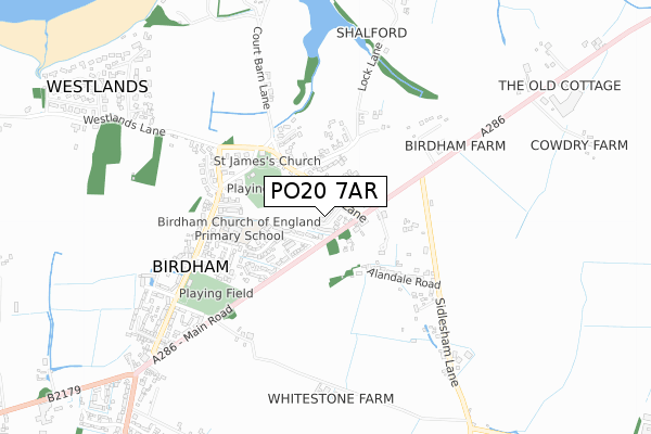 PO20 7AR map - small scale - OS Open Zoomstack (Ordnance Survey)