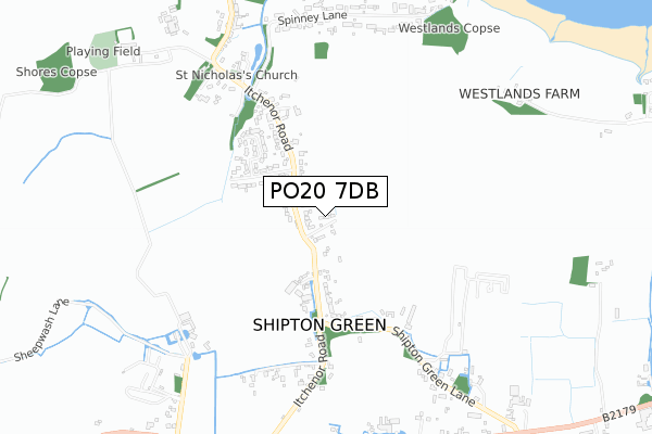 PO20 7DB map - small scale - OS Open Zoomstack (Ordnance Survey)