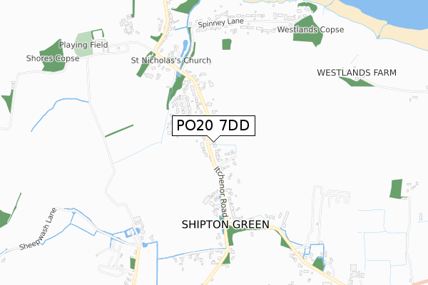 PO20 7DD map - small scale - OS Open Zoomstack (Ordnance Survey)