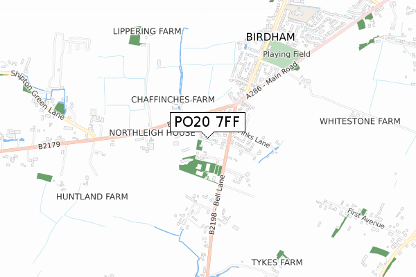 PO20 7FF map - small scale - OS Open Zoomstack (Ordnance Survey)