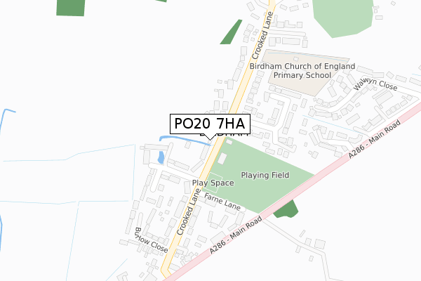 PO20 7HA map - large scale - OS Open Zoomstack (Ordnance Survey)