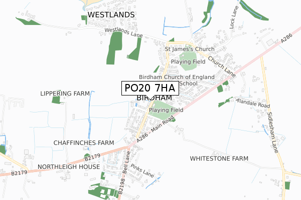 PO20 7HA map - small scale - OS Open Zoomstack (Ordnance Survey)