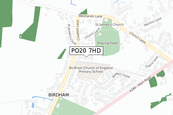 PO20 7HD map - large scale - OS Open Zoomstack (Ordnance Survey)