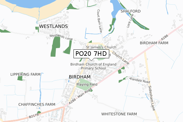 PO20 7HD map - small scale - OS Open Zoomstack (Ordnance Survey)