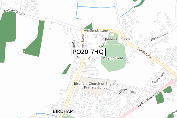 PO20 7HQ map - large scale - OS Open Zoomstack (Ordnance Survey)