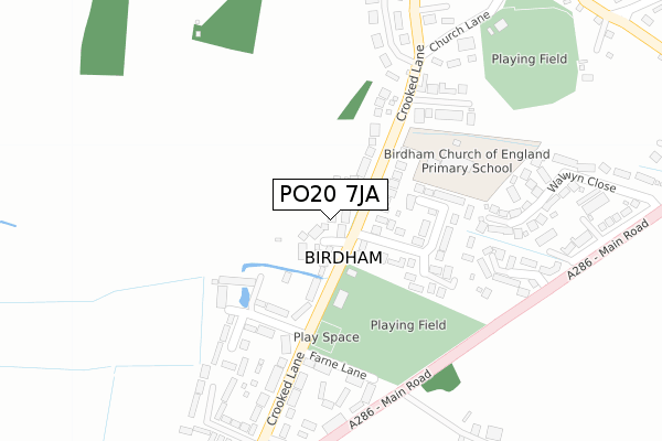 PO20 7JA map - large scale - OS Open Zoomstack (Ordnance Survey)