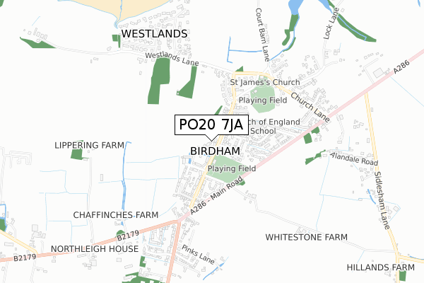 PO20 7JA map - small scale - OS Open Zoomstack (Ordnance Survey)