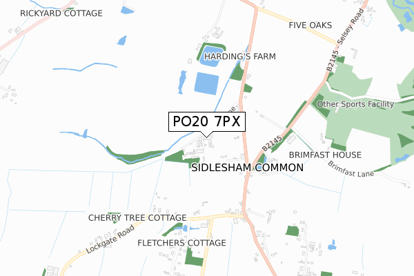 PO20 7PX map - small scale - OS Open Zoomstack (Ordnance Survey)