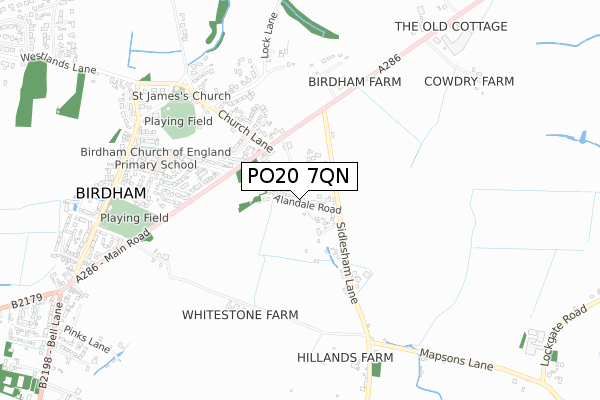 PO20 7QN map - small scale - OS Open Zoomstack (Ordnance Survey)