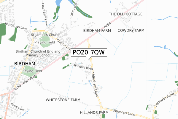 PO20 7QW map - small scale - OS Open Zoomstack (Ordnance Survey)