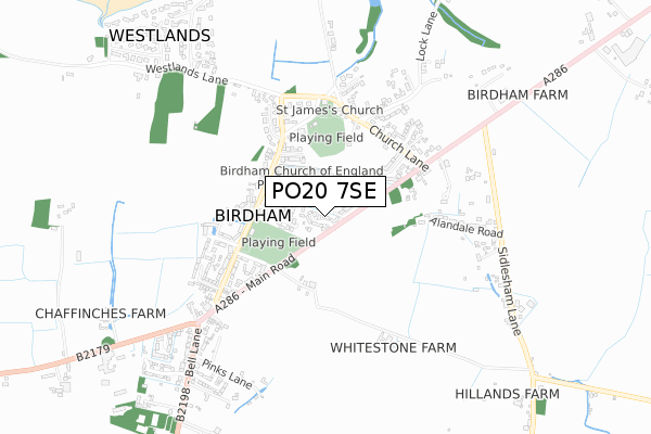 PO20 7SE map - small scale - OS Open Zoomstack (Ordnance Survey)