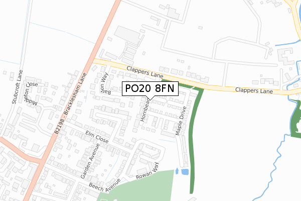 PO20 8FN map - large scale - OS Open Zoomstack (Ordnance Survey)