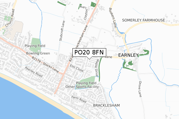 PO20 8FN map - small scale - OS Open Zoomstack (Ordnance Survey)