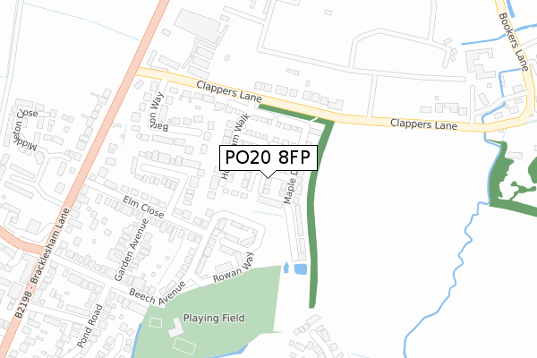 PO20 8FP map - large scale - OS Open Zoomstack (Ordnance Survey)