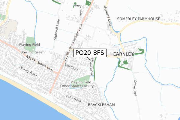 PO20 8FS map - small scale - OS Open Zoomstack (Ordnance Survey)