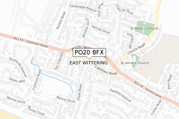 PO20 8FX map - large scale - OS Open Zoomstack (Ordnance Survey)