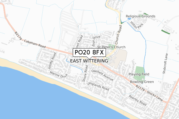 PO20 8FX map - small scale - OS Open Zoomstack (Ordnance Survey)