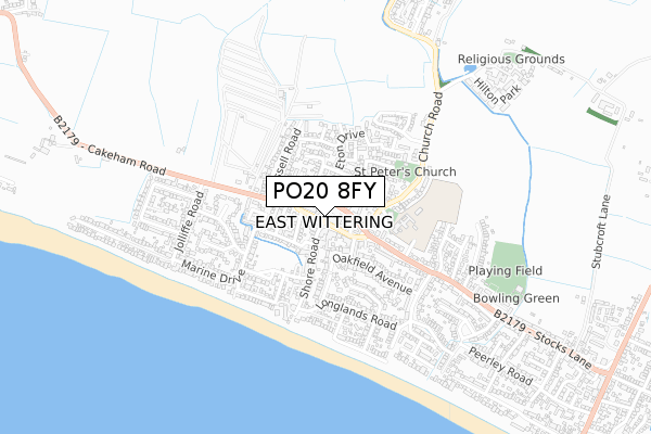 PO20 8FY map - small scale - OS Open Zoomstack (Ordnance Survey)