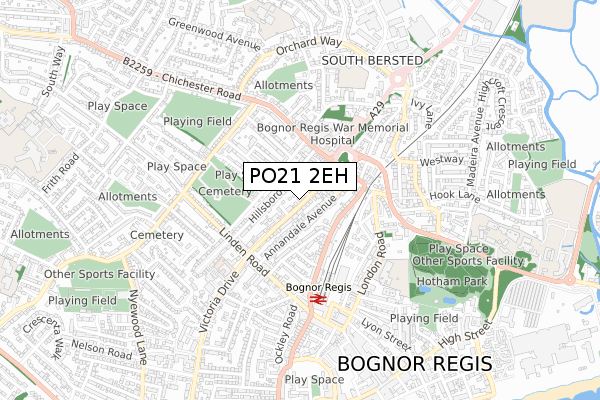 PO21 2EH map - small scale - OS Open Zoomstack (Ordnance Survey)