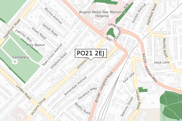 PO21 2EJ map - large scale - OS Open Zoomstack (Ordnance Survey)