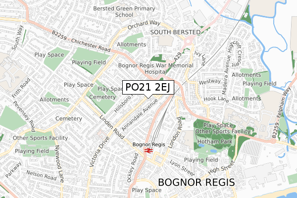 PO21 2EJ map - small scale - OS Open Zoomstack (Ordnance Survey)