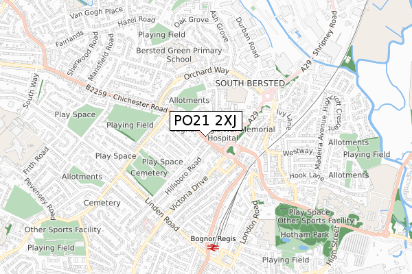 PO21 2XJ map - small scale - OS Open Zoomstack (Ordnance Survey)