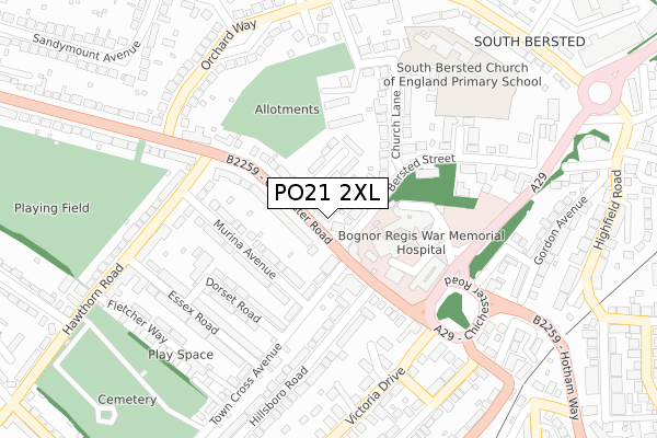 PO21 2XL map - large scale - OS Open Zoomstack (Ordnance Survey)