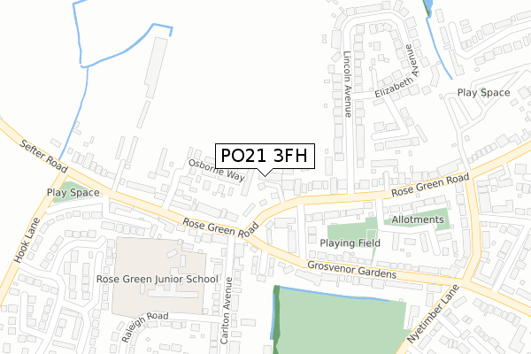 PO21 3FH map - large scale - OS Open Zoomstack (Ordnance Survey)