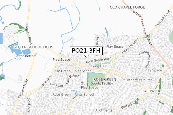 PO21 3FH map - small scale - OS Open Zoomstack (Ordnance Survey)