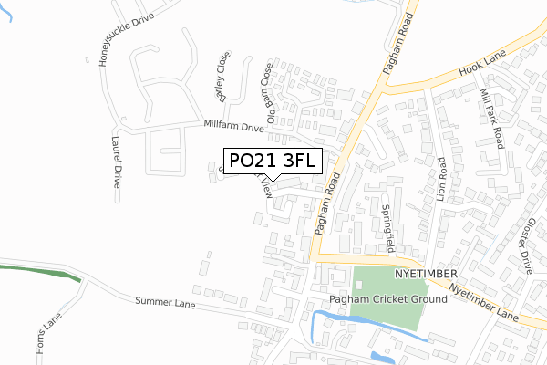 PO21 3FL map - large scale - OS Open Zoomstack (Ordnance Survey)