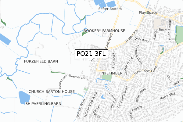 PO21 3FL map - small scale - OS Open Zoomstack (Ordnance Survey)