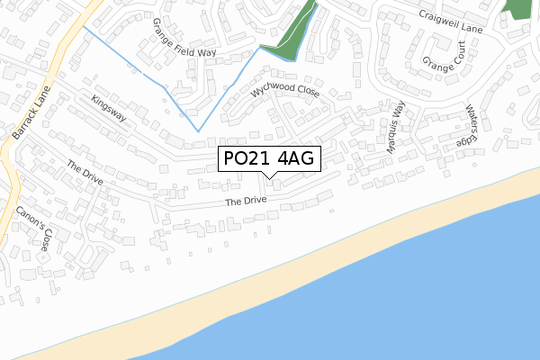 PO21 4AG map - large scale - OS Open Zoomstack (Ordnance Survey)