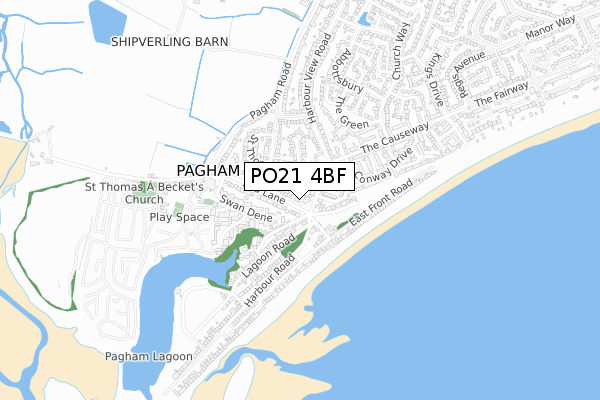 PO21 4BF map - small scale - OS Open Zoomstack (Ordnance Survey)