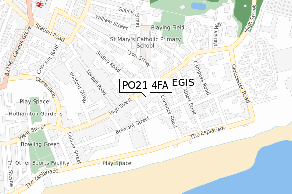 PO21 4FA map - large scale - OS Open Zoomstack (Ordnance Survey)