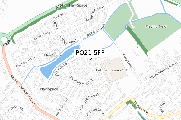 PO21 5FP map - large scale - OS Open Zoomstack (Ordnance Survey)