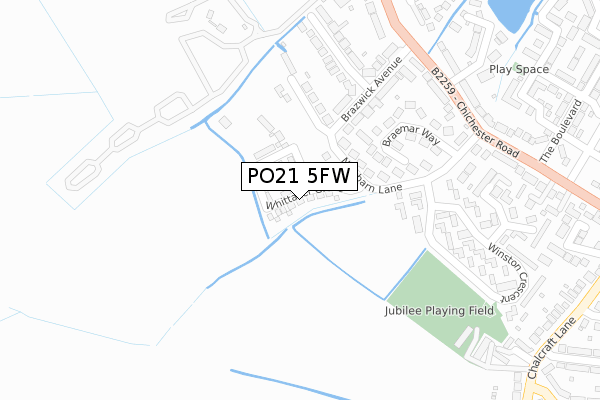 PO21 5FW map - large scale - OS Open Zoomstack (Ordnance Survey)