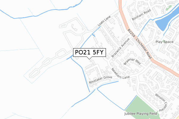 PO21 5FY map - large scale - OS Open Zoomstack (Ordnance Survey)