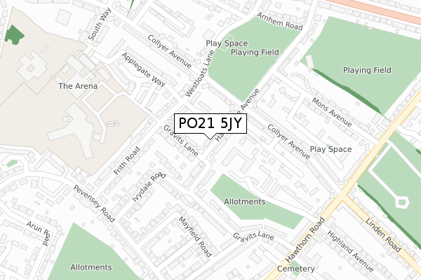 PO21 5JY map - large scale - OS Open Zoomstack (Ordnance Survey)