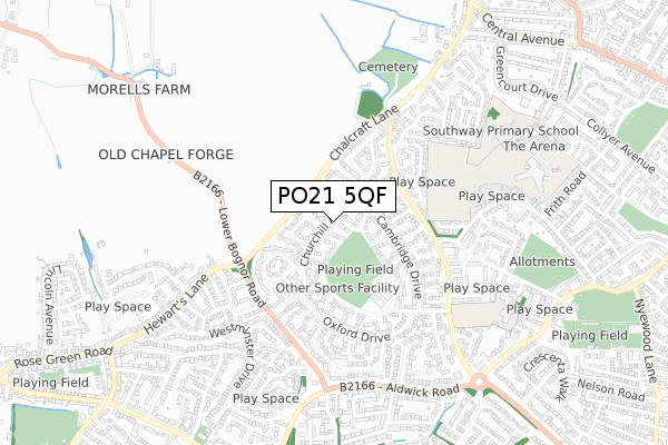 PO21 5QF map - small scale - OS Open Zoomstack (Ordnance Survey)