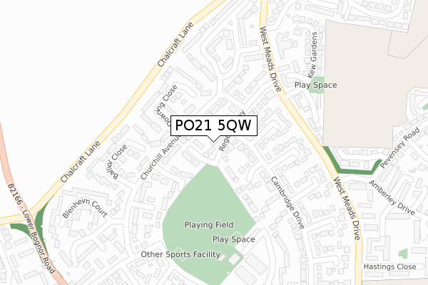 PO21 5QW map - large scale - OS Open Zoomstack (Ordnance Survey)