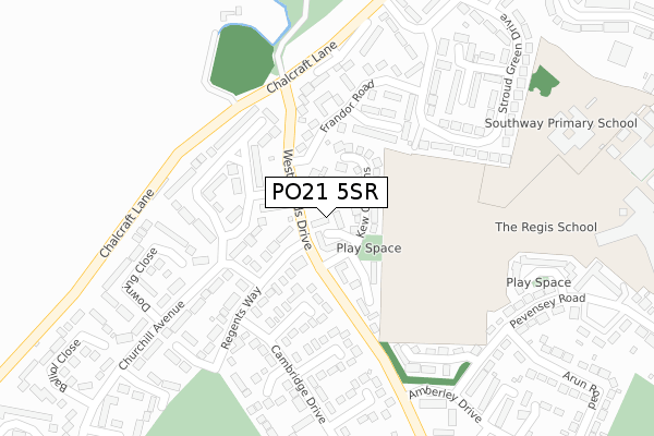 PO21 5SR map - large scale - OS Open Zoomstack (Ordnance Survey)