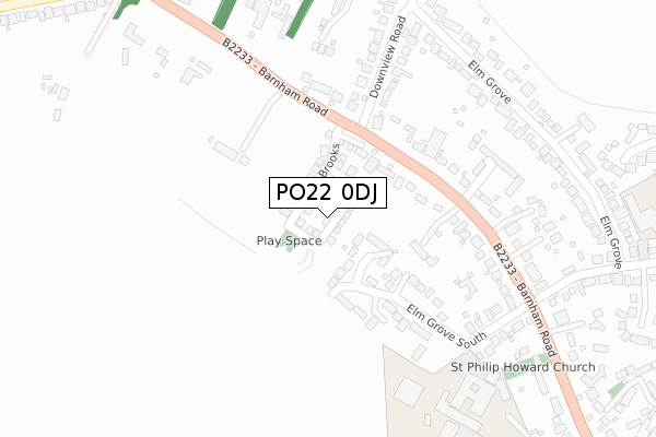 PO22 0DJ map - large scale - OS Open Zoomstack (Ordnance Survey)