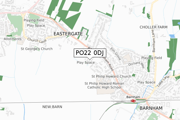 PO22 0DJ map - small scale - OS Open Zoomstack (Ordnance Survey)