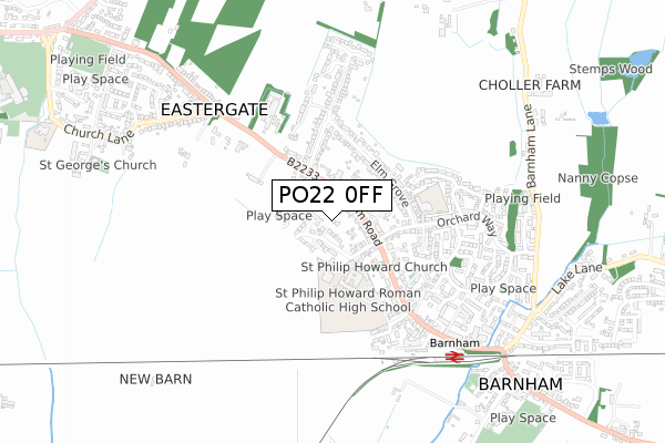 PO22 0FF map - small scale - OS Open Zoomstack (Ordnance Survey)