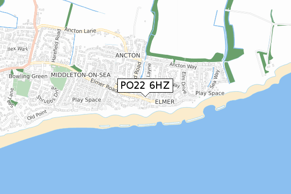 PO22 6HZ map - small scale - OS Open Zoomstack (Ordnance Survey)